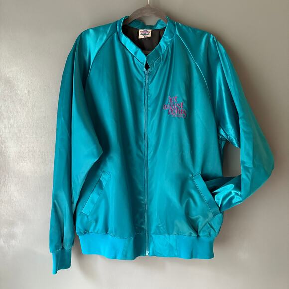 Vintage 1992 HOT AUGUST NIGHTS Men's XXL Blue Bomber Jacket Reno Classic Cars - Picture 3 of 11